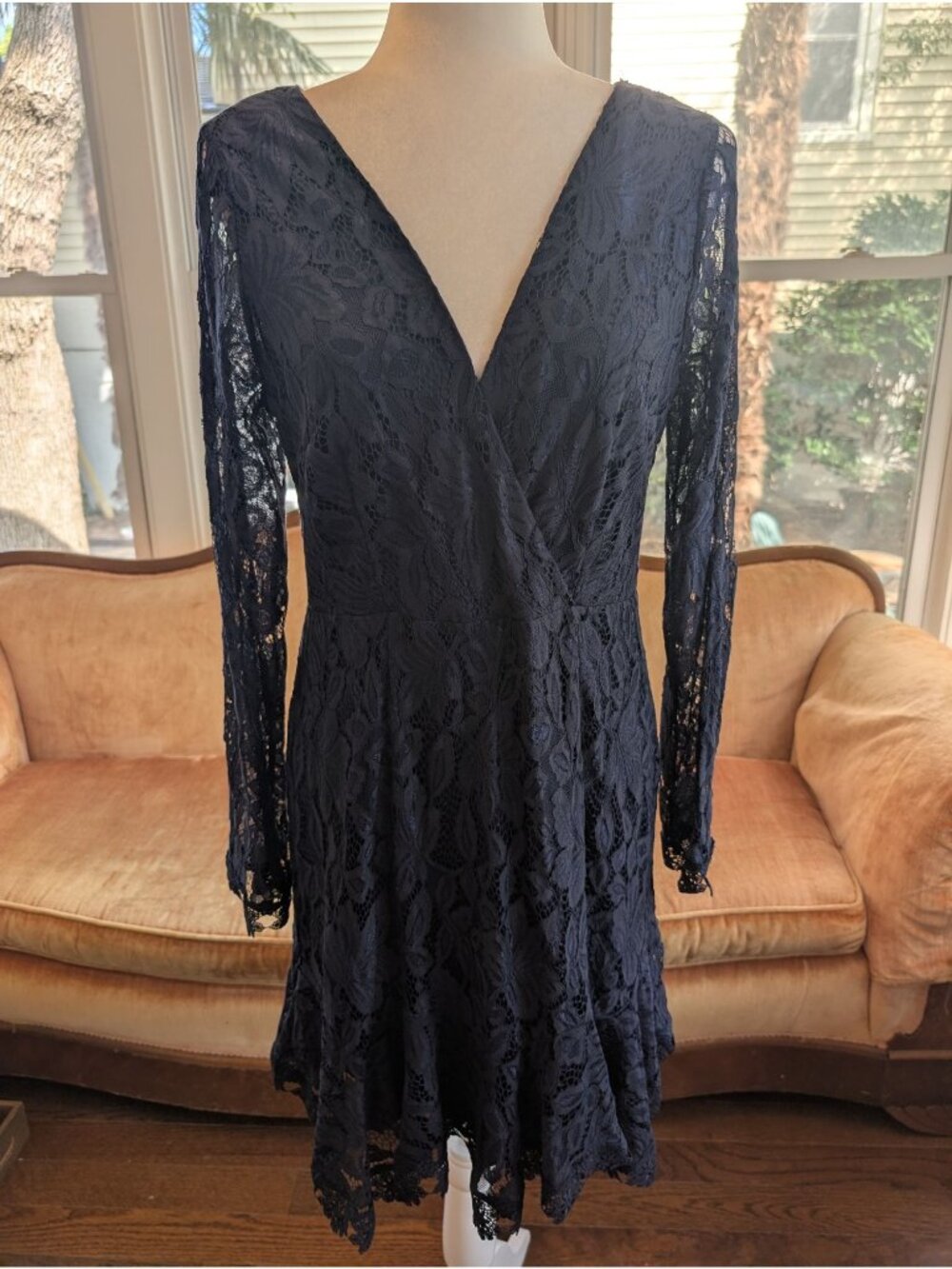 Navy Blue "Kyle Long Sleeve Lace Dress" by Selfie Size XL Whimsy Fairy Cottage